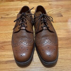 Allen Edmonds Leiden Weave Brown Wingtip Derby Dress Shoes Mens